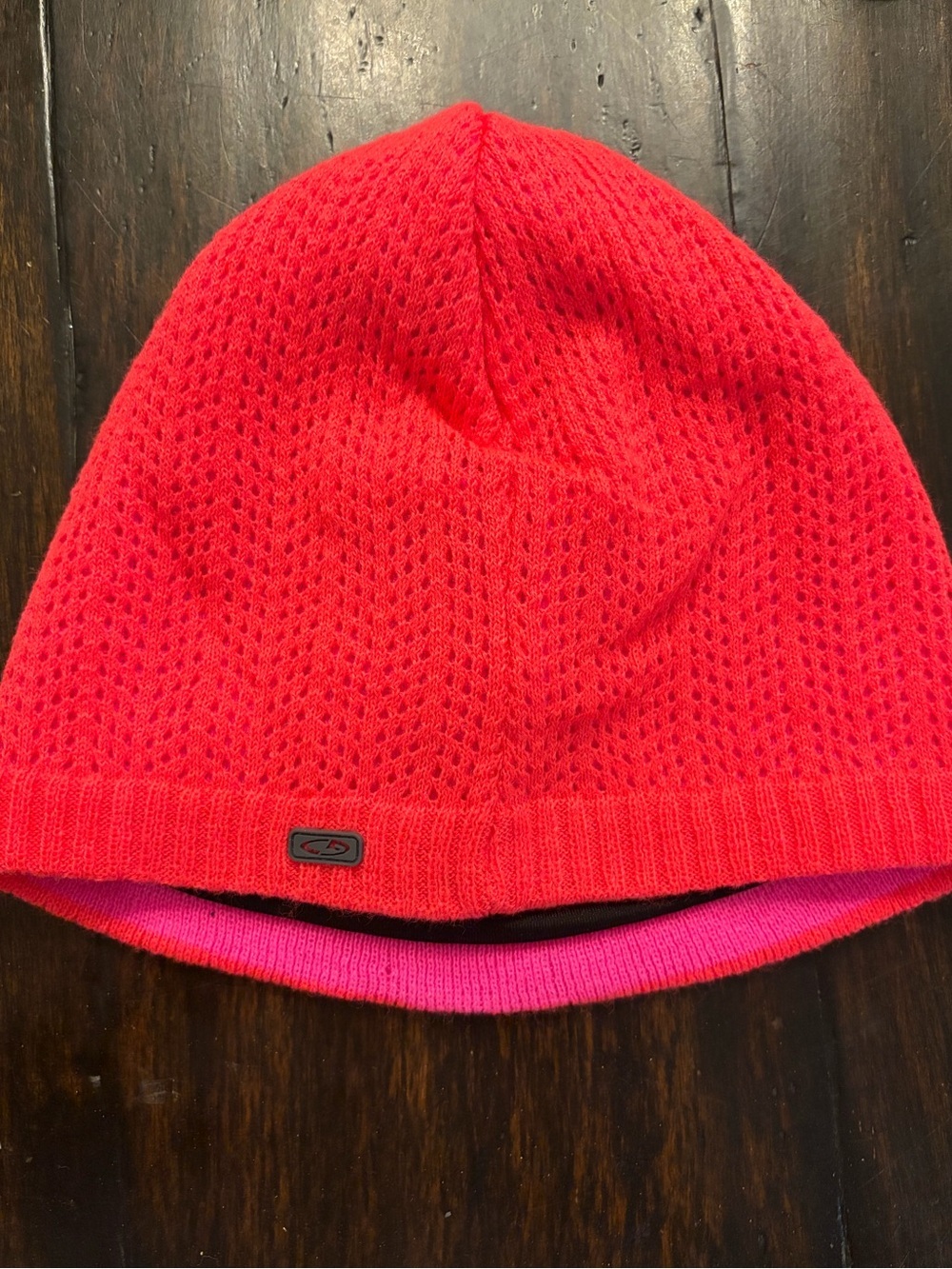 Champion knit coral hat with Pink Accent Trim ONE SIZE